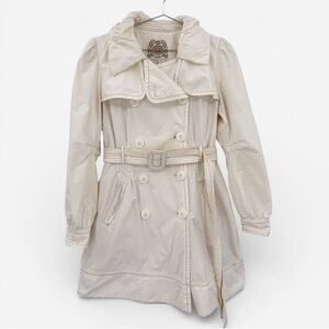 Esprit Trench Coat Ivory Cream Double Breasted Belted Y2K Waterproof Medium